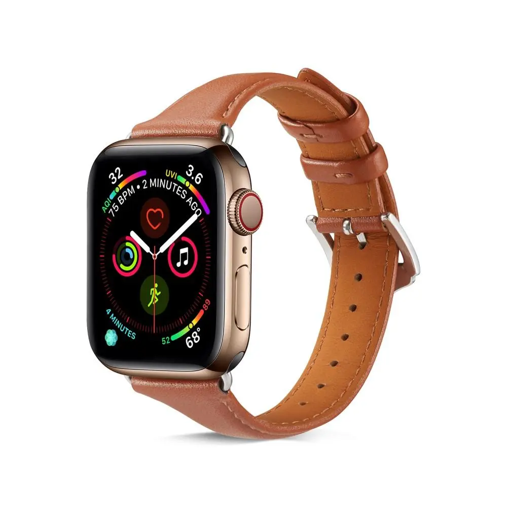 Slim Læderrem Apple Watch Series 8 45mm Cognac