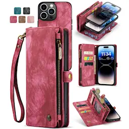 Multi-slot Lommeboksetui iPhone 13 Pro Rød
