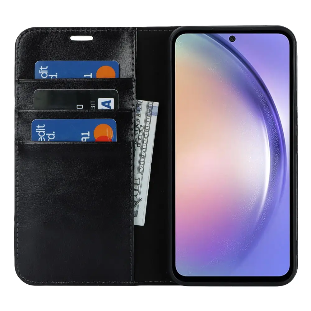 Mobilfodral Äkta Läder Samsung Galaxy A54 Svart