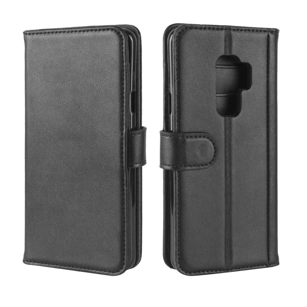 Äkta Läderfodral Samsung Galaxy S9 Plus Svart