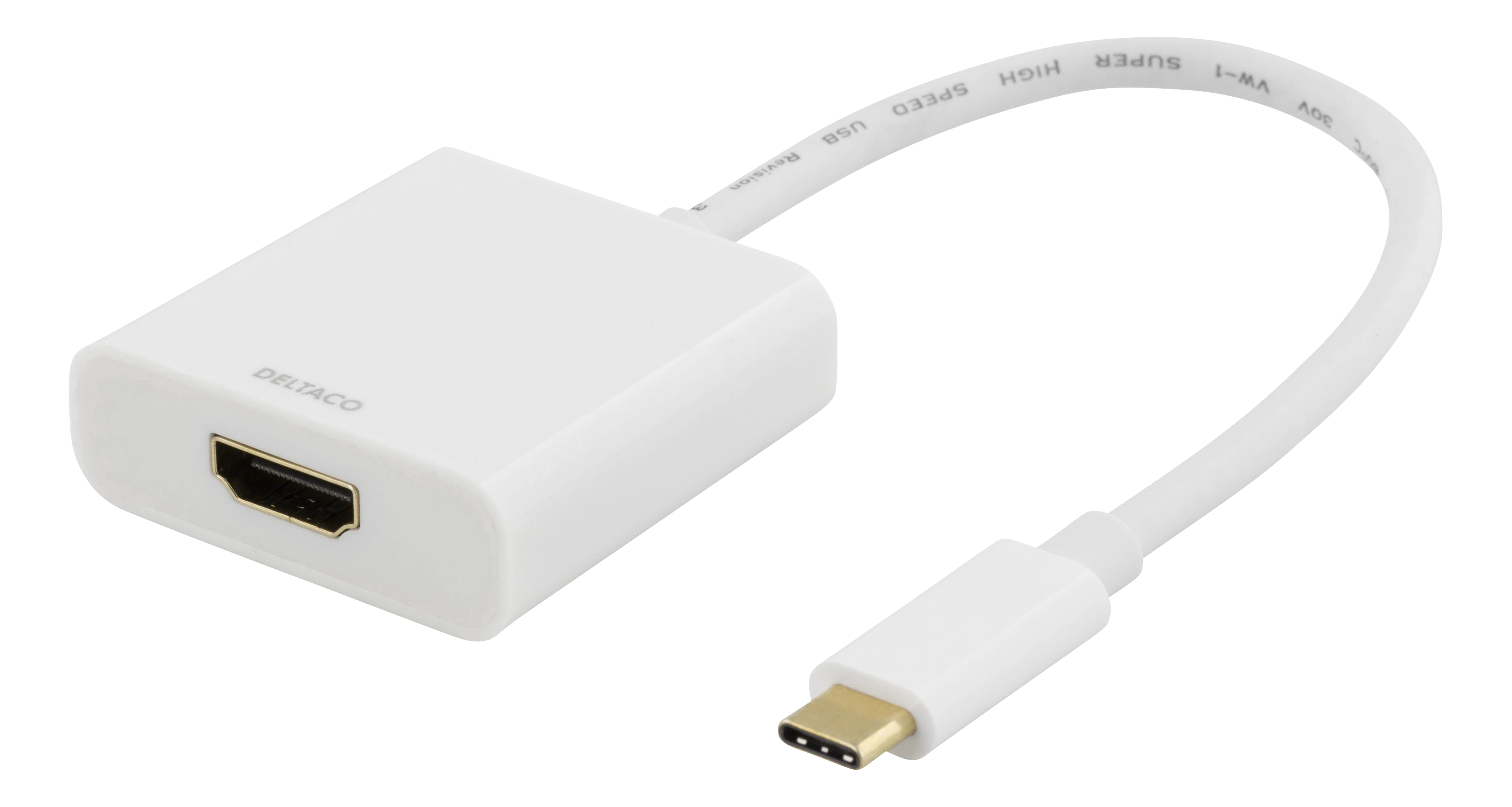 Deltaco USB-C til HDMI-adapter 4K UHD, Hvit