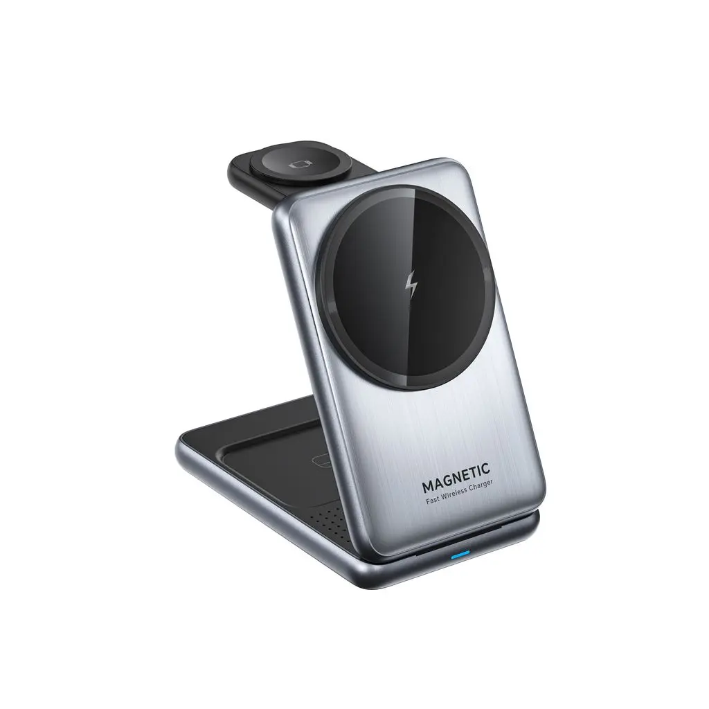 3-i-1 Foldbar Trådløs Magnetisk Ladestation 15W Sort