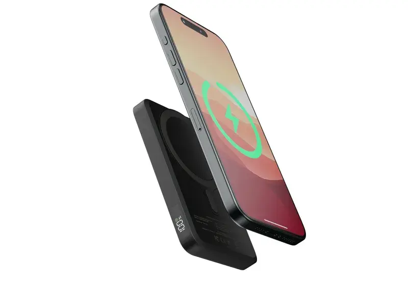 Trådløs magnetisk powerbank 5000mAh, Sort