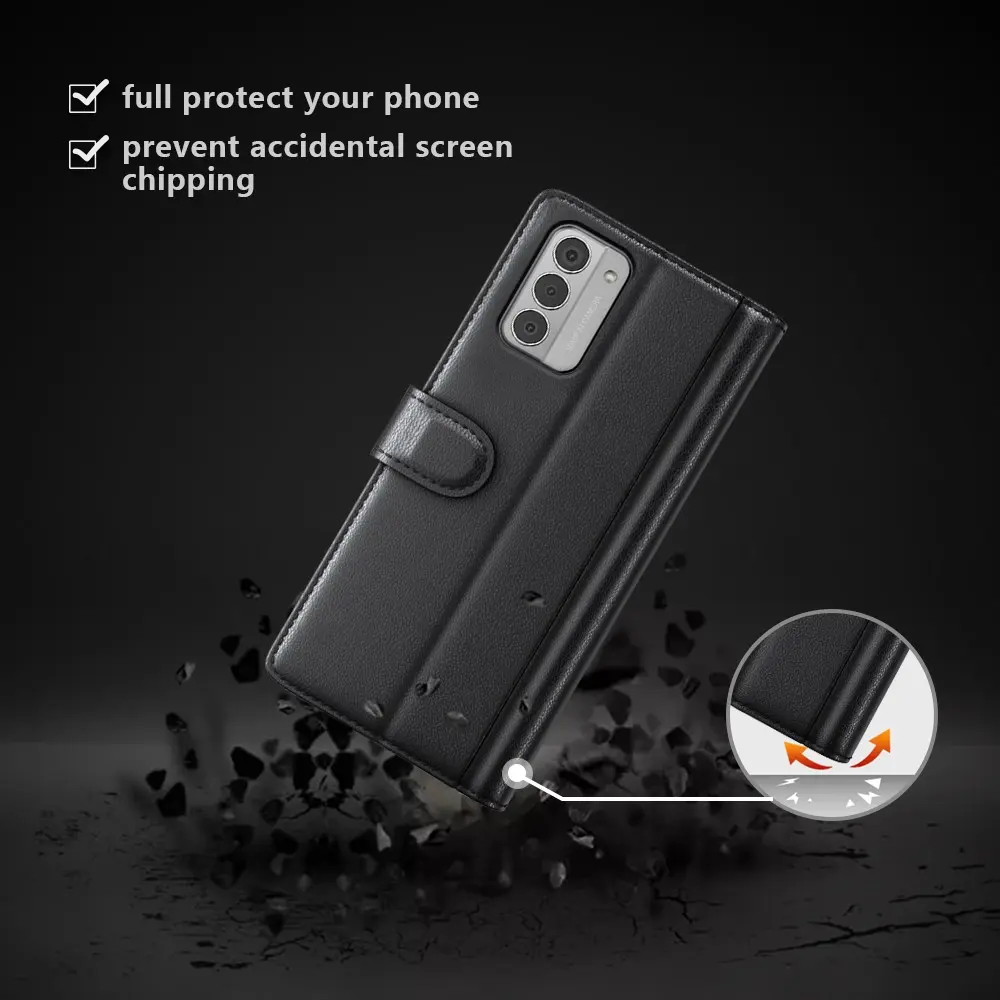 Äkta Läderfodral  Nokia G42 Svart