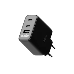 P3 Vægoplader 65W 2 x USB-C + USB-A Sort