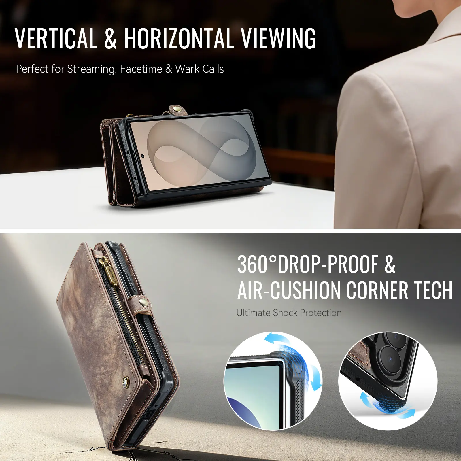 Multi-slot Plånboksfodral Samsung Galaxy Z Fold 8 Ultra Brun