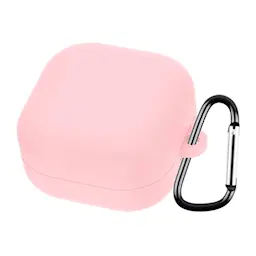 Samsung Galaxy Buds 4 Silikonecover + karabinhage, Lyserød