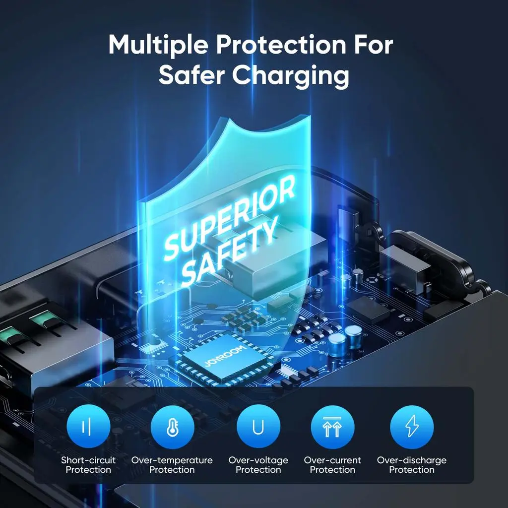 Supersnabb LED Powerbank 30000 mAh 22.5W - Trippel utgång Svart