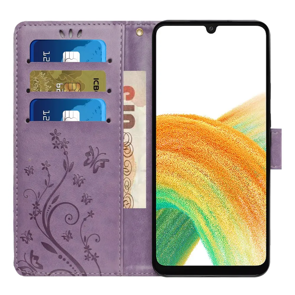 Läderfodral Fjärilar Samsung Galaxy A25 Lila