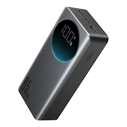 PD & QC Powerbank LED 30000 mAh 65W - Triple udgang Sort