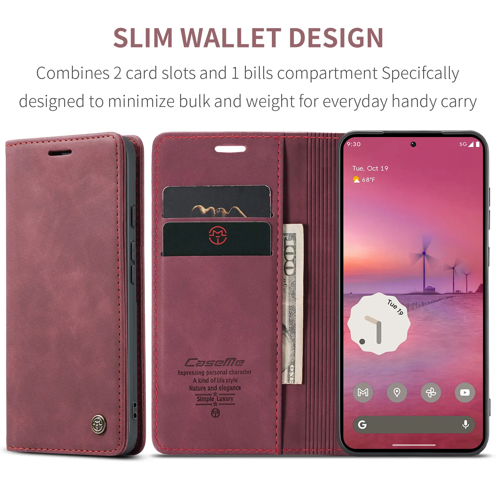 Slim Plånboksfodral Google Pixel 10a Röd