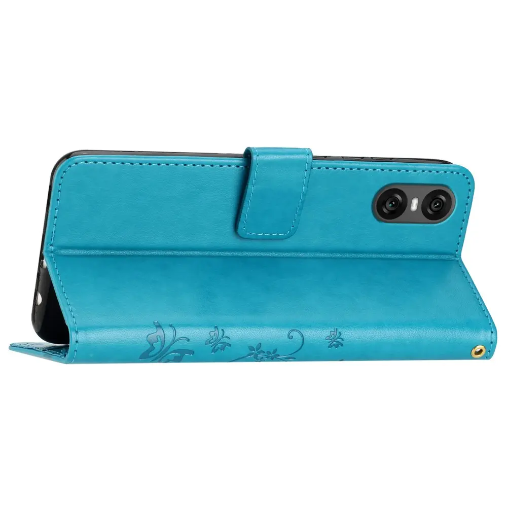 Läderfodral Fjärilar Sony Xperia 10 VI Blå