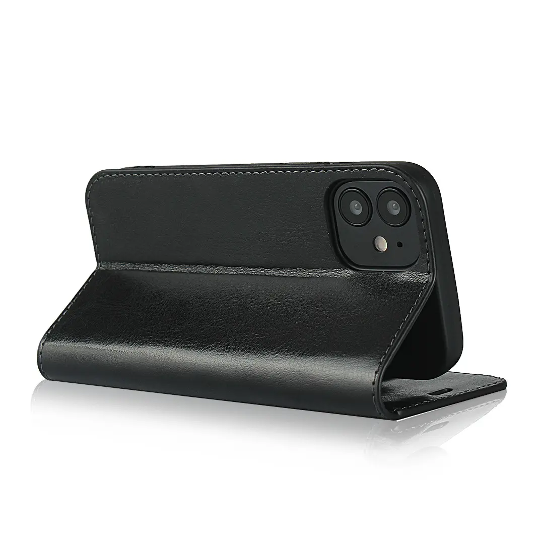Mobilfodral Äkta Läder iPhone Xr Svart
