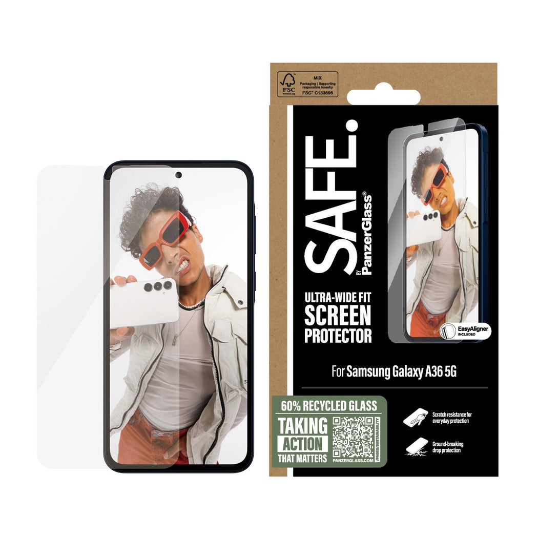 SAFE. by PanzerGlass Samsung Galaxy A36 Screen Protector Ultra Wide Fit (with EasyAligner)