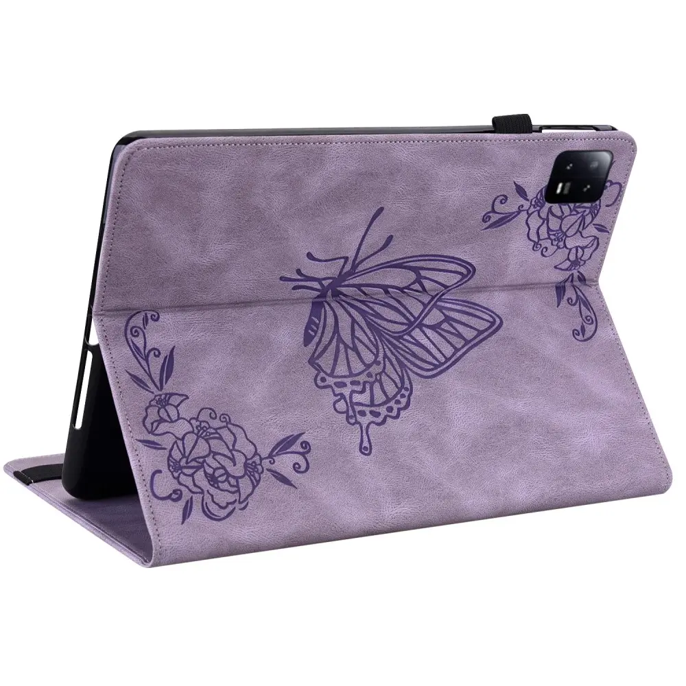 Läderfodral Fjärilar Xiaomi Pad 6 Pro Lila