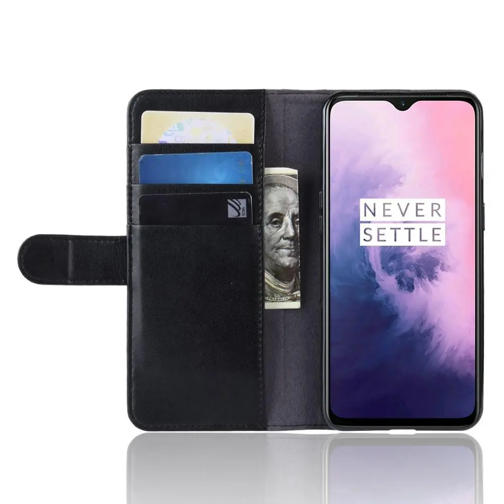 Äkta Läderfodral  OnePlus 7 Svart
