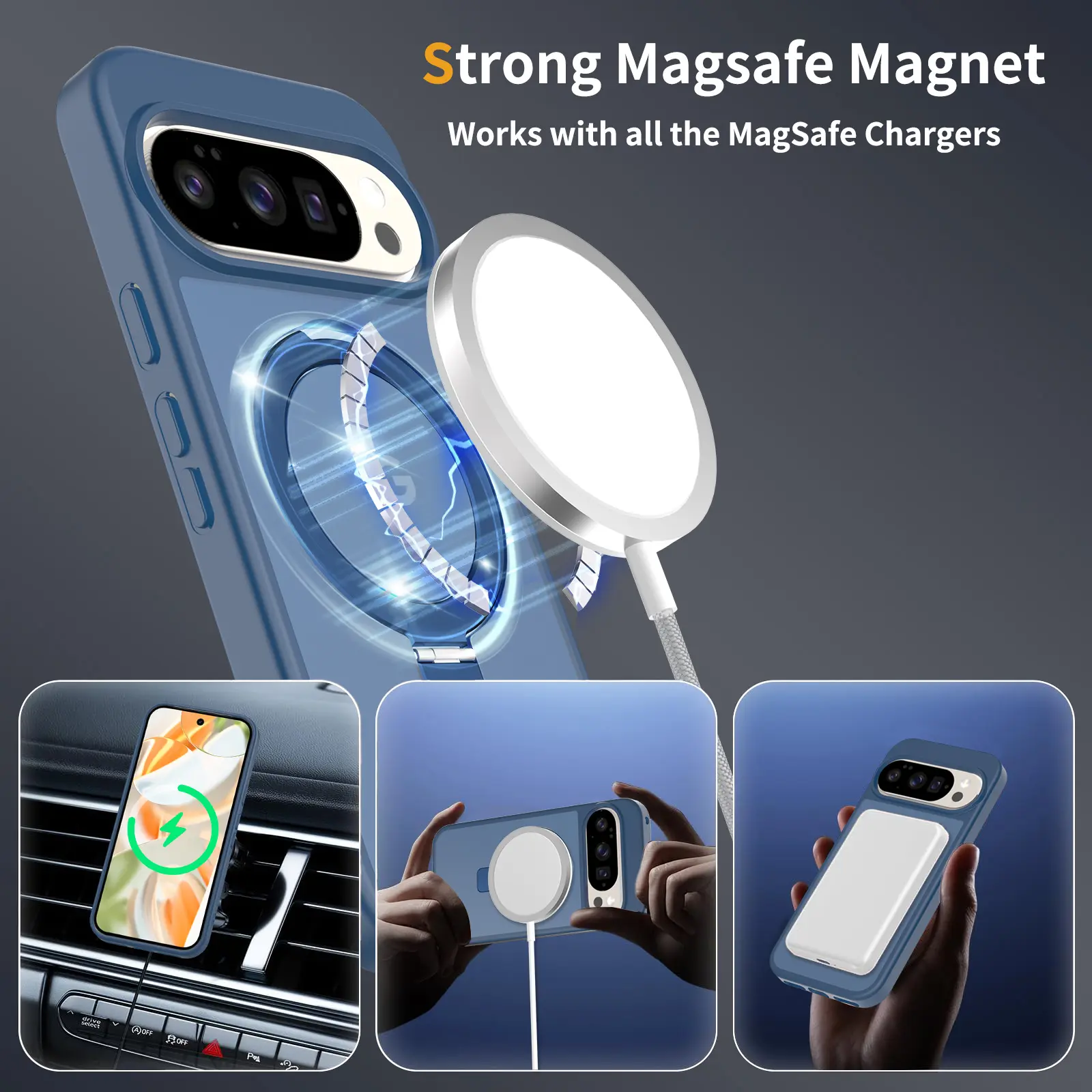Hybridskal Magnetic Ring Google Pixel 11 Mörkblå