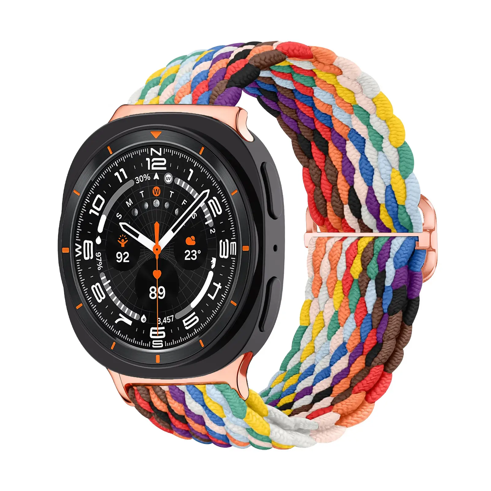 Flätat Elastiskt Nylonarmband Samsung Galaxy Watch 9 40mm Regnbåge