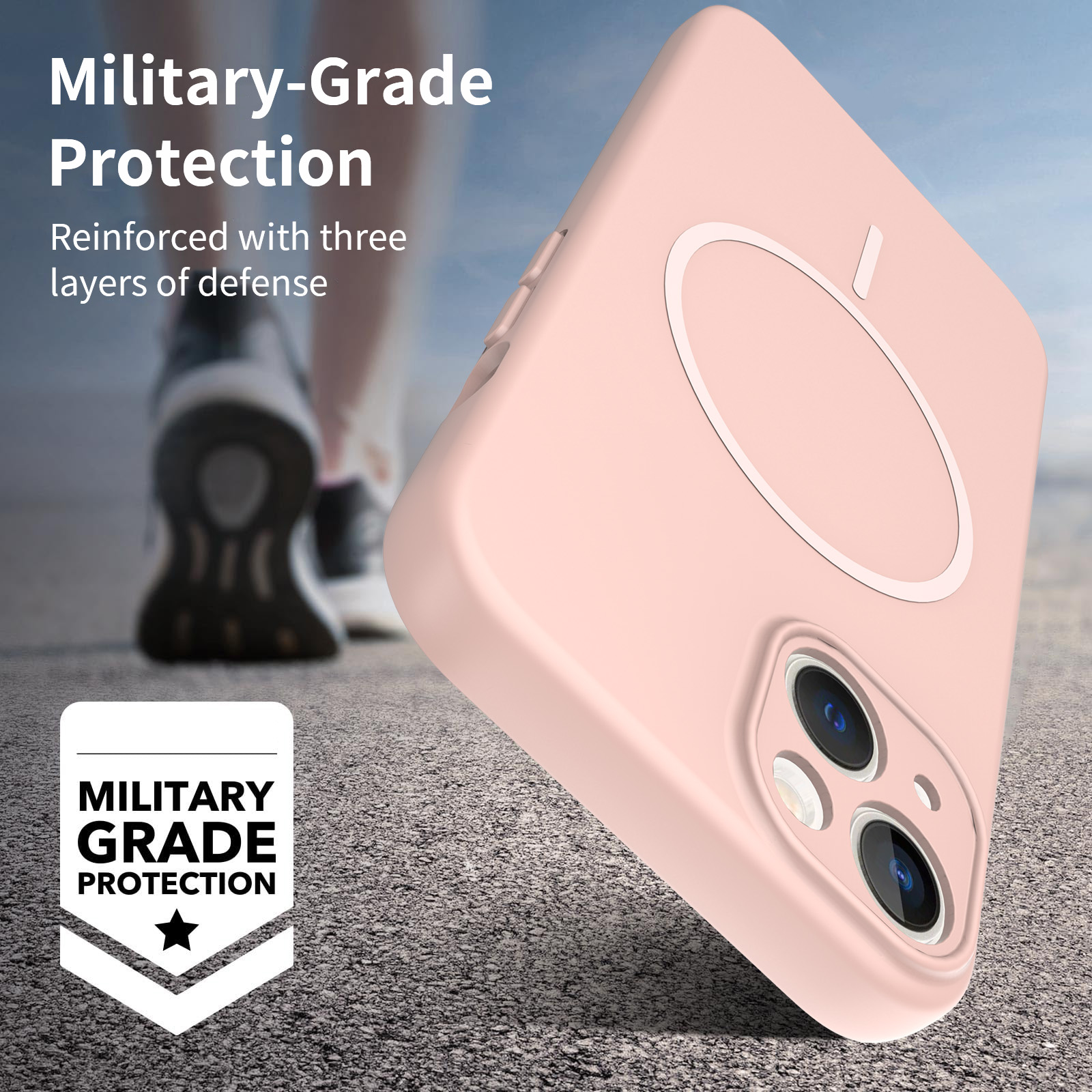 MagSafe-skal SoftArmor iPhone 14 Rosa