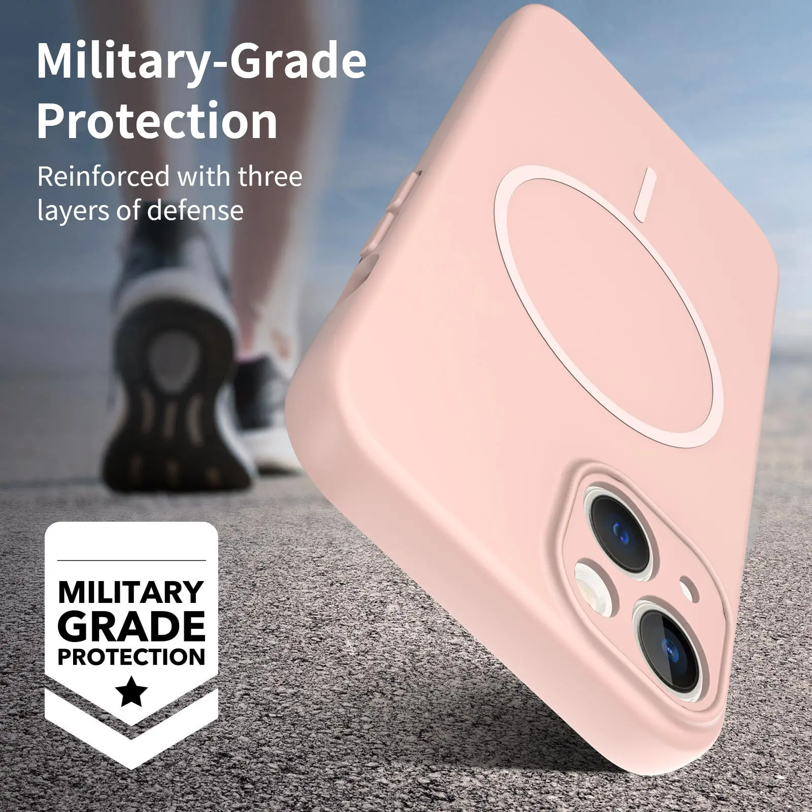MagSafe-skal SoftArmor iPhone 14 Rosa