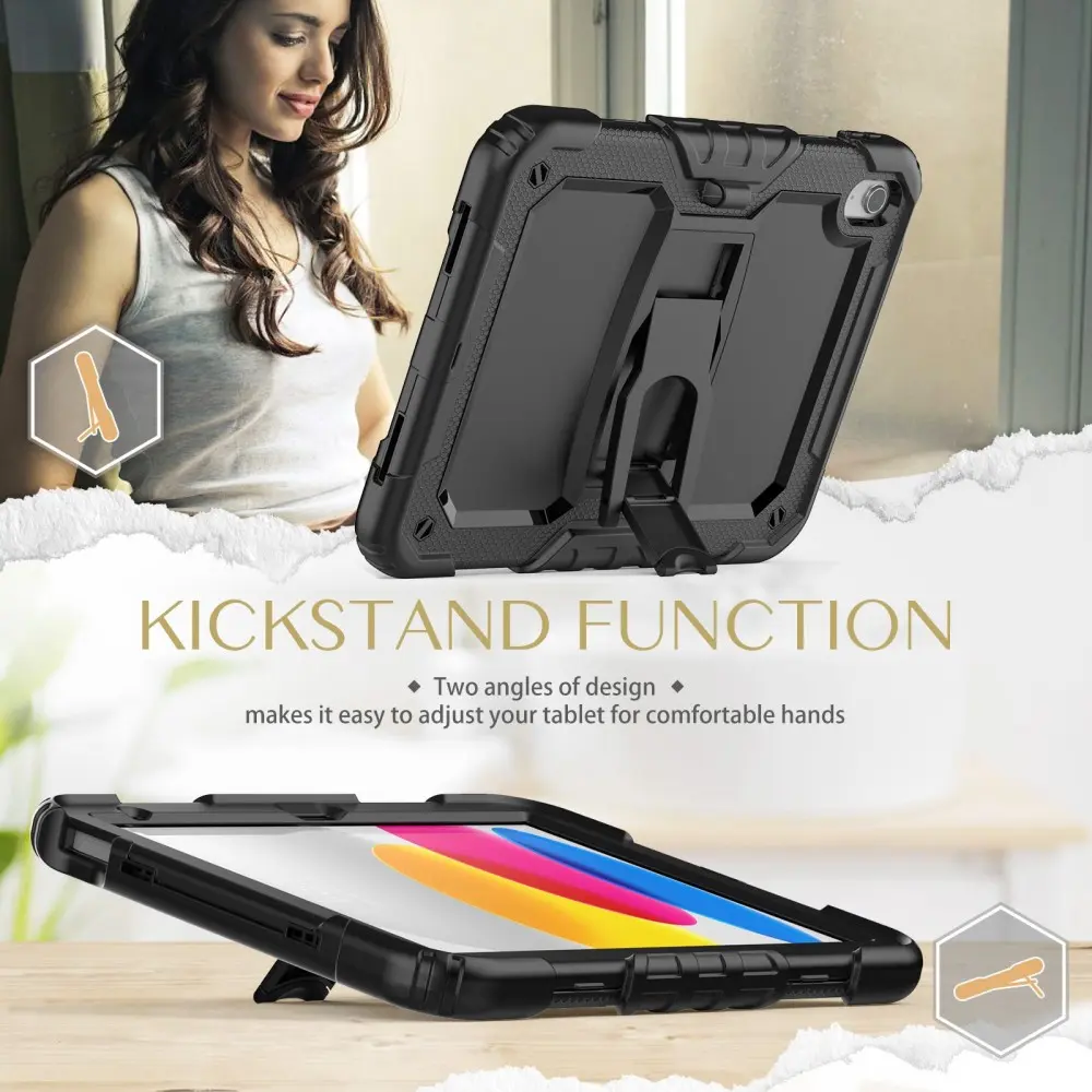 Full Cover Rugged Kickstand Case Apple iPad 11 11th Gen (2025) svart
