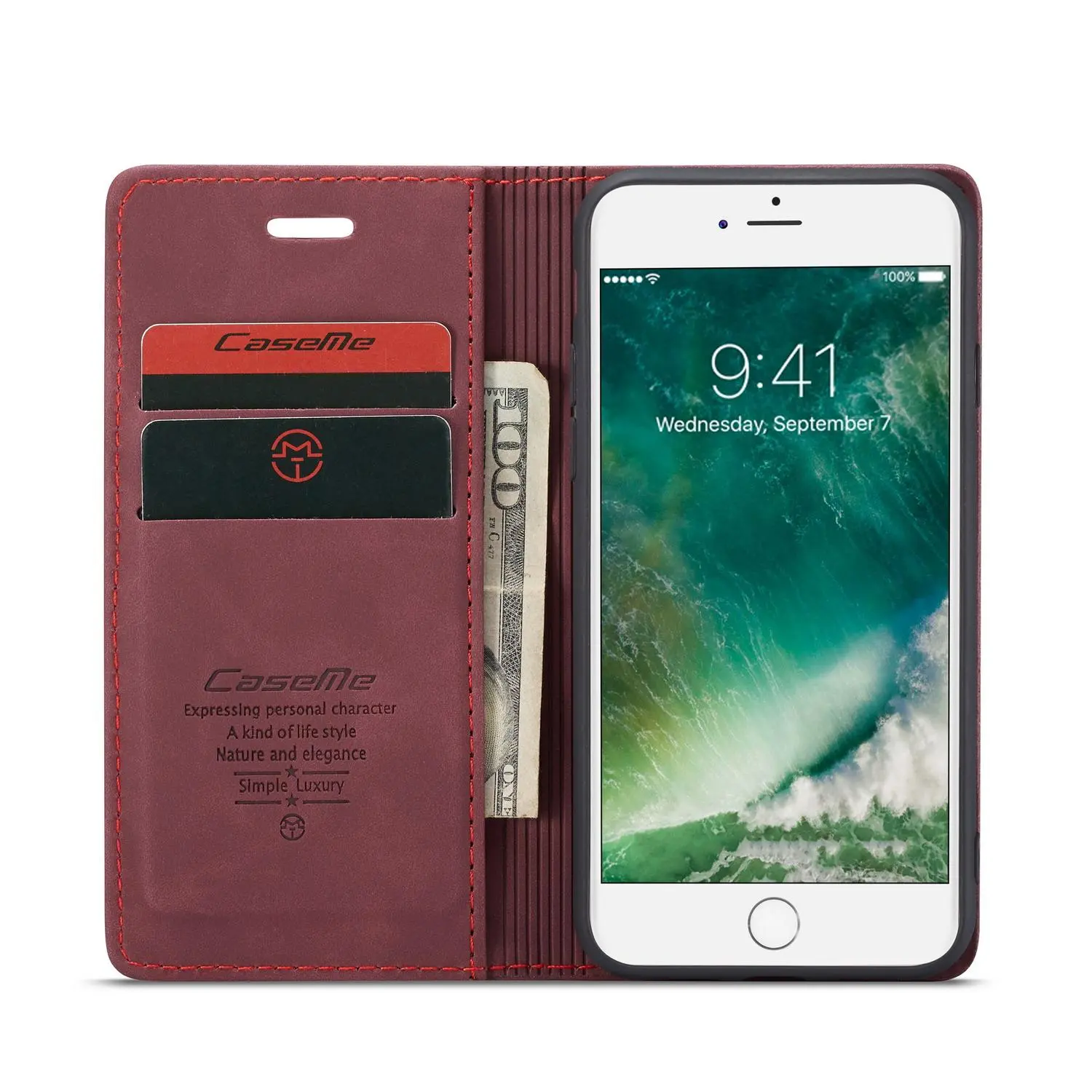 Slim Plånboksfodral iPhone SE 2022 Röd