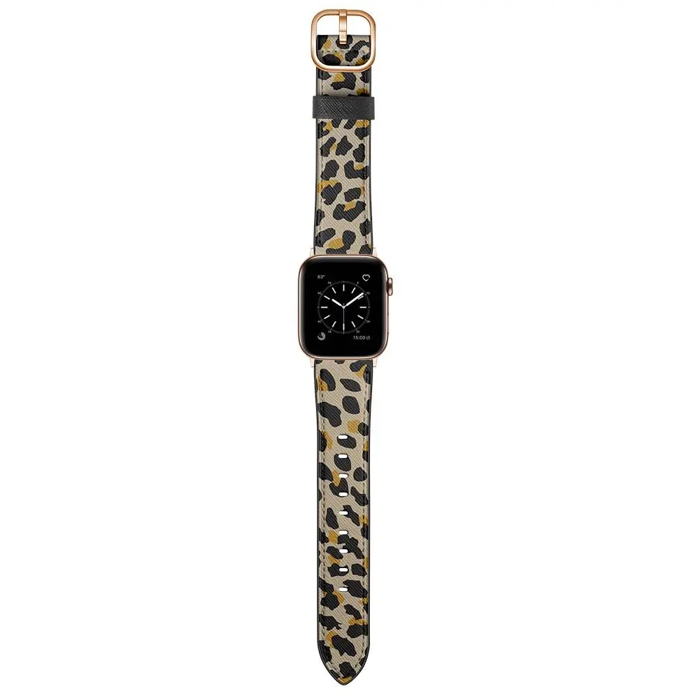 Läderarmband Apple Watch Series 8 45mm Leopard
