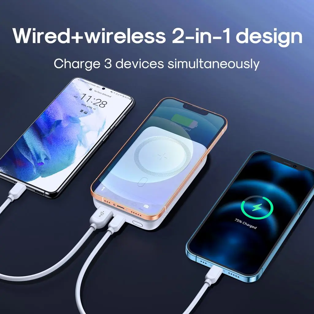 Trådlös Magnetisk Mini Powerbank 10000mAh Svart
