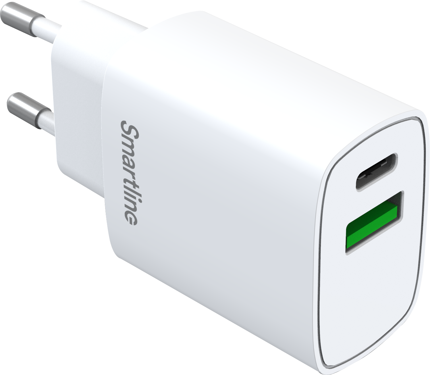 Smartline Vegglader med USB-C + USB-A PD 20W, Hvit