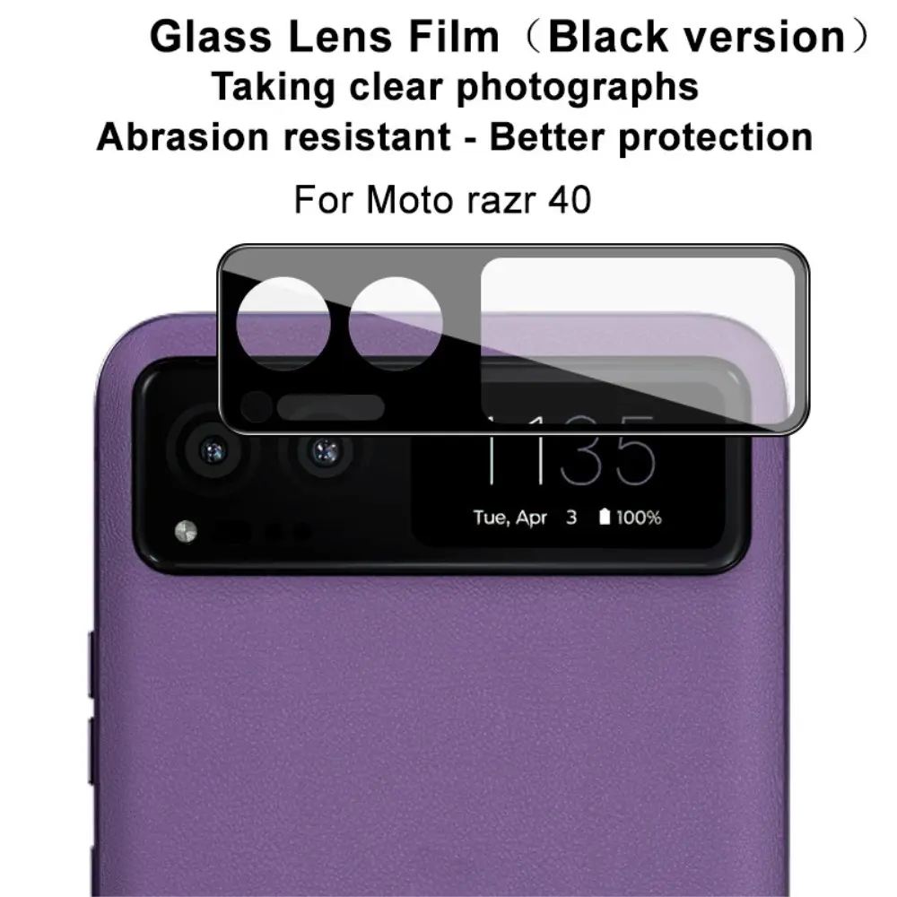 Härdat Glas 0.2mm Linsskydd Motorola Razr 40 Svart