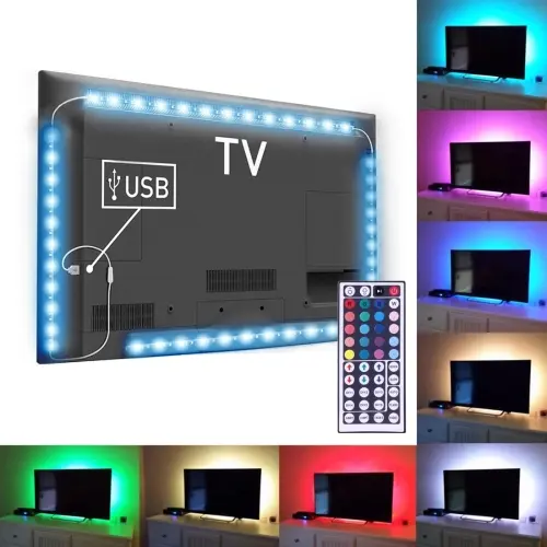 LED-strip med fjernbetjening til baggrundsbelysning til TV 60x40cm Flerfarvet/mønster