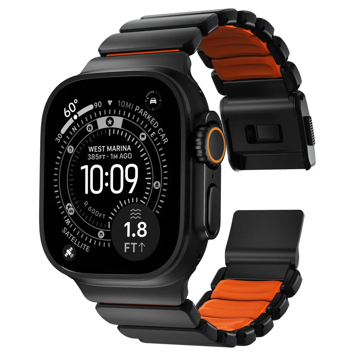 Stratos Band Apple Watch Ultra 49mm 3rd Gen Black Titanium - Ultra Orange