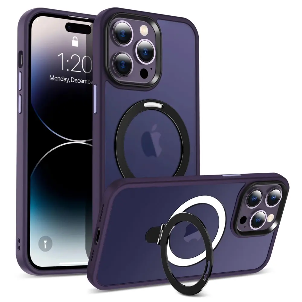 iPhone 14 Pro Max Magnetic hybridcover med stativfunktion, Lilla
