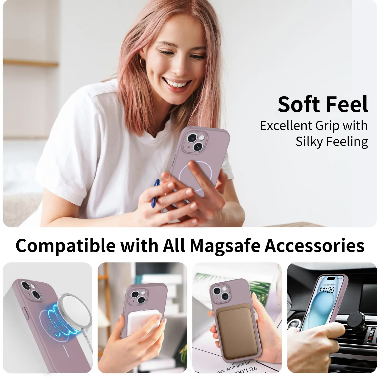 MagSafe-skal SoftArmor iPhone 15 Lila
