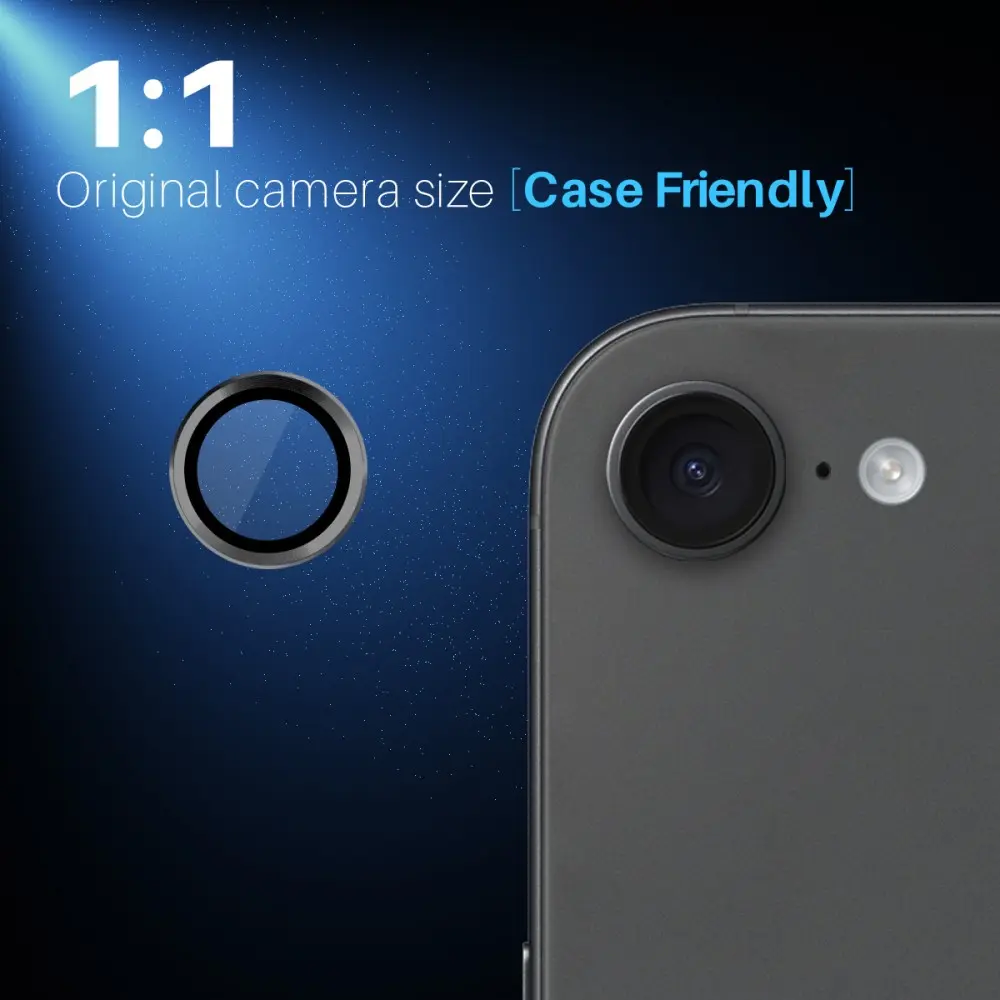 Linsskydd Härdat Glas Aluminium iPhone 17e Svart