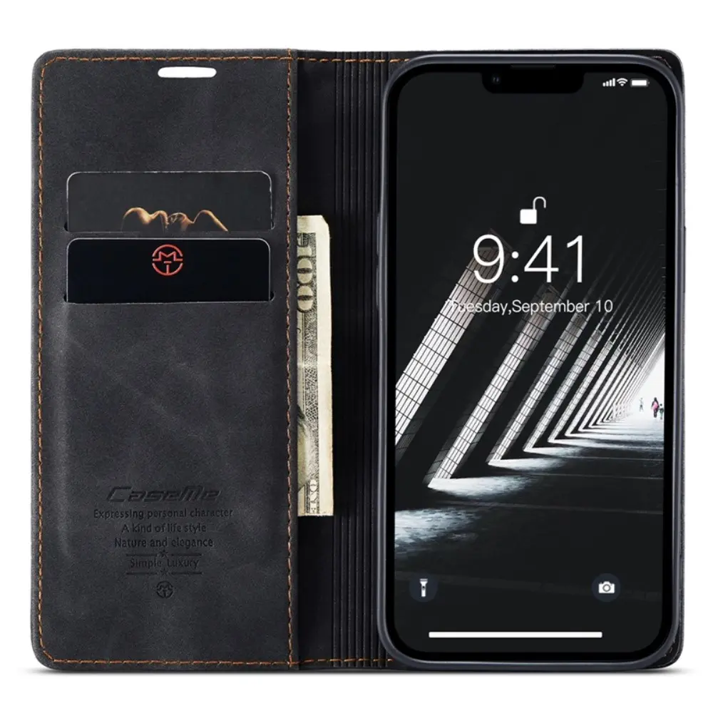 Slim Plånboksfodral iPhone 14 Plus Svart