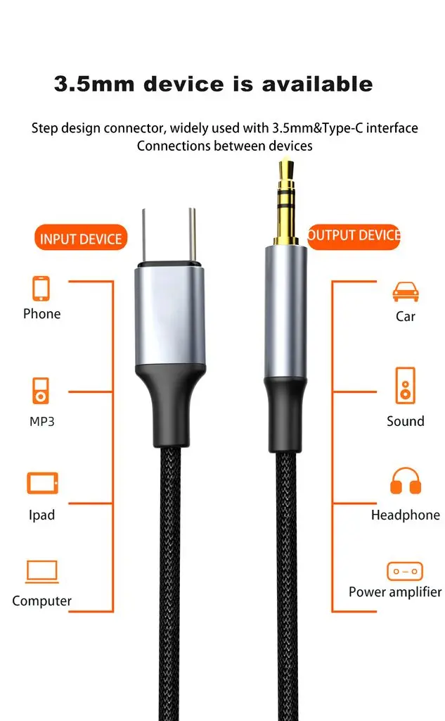 USB-C till 3.5 mm adapter 1m Svart