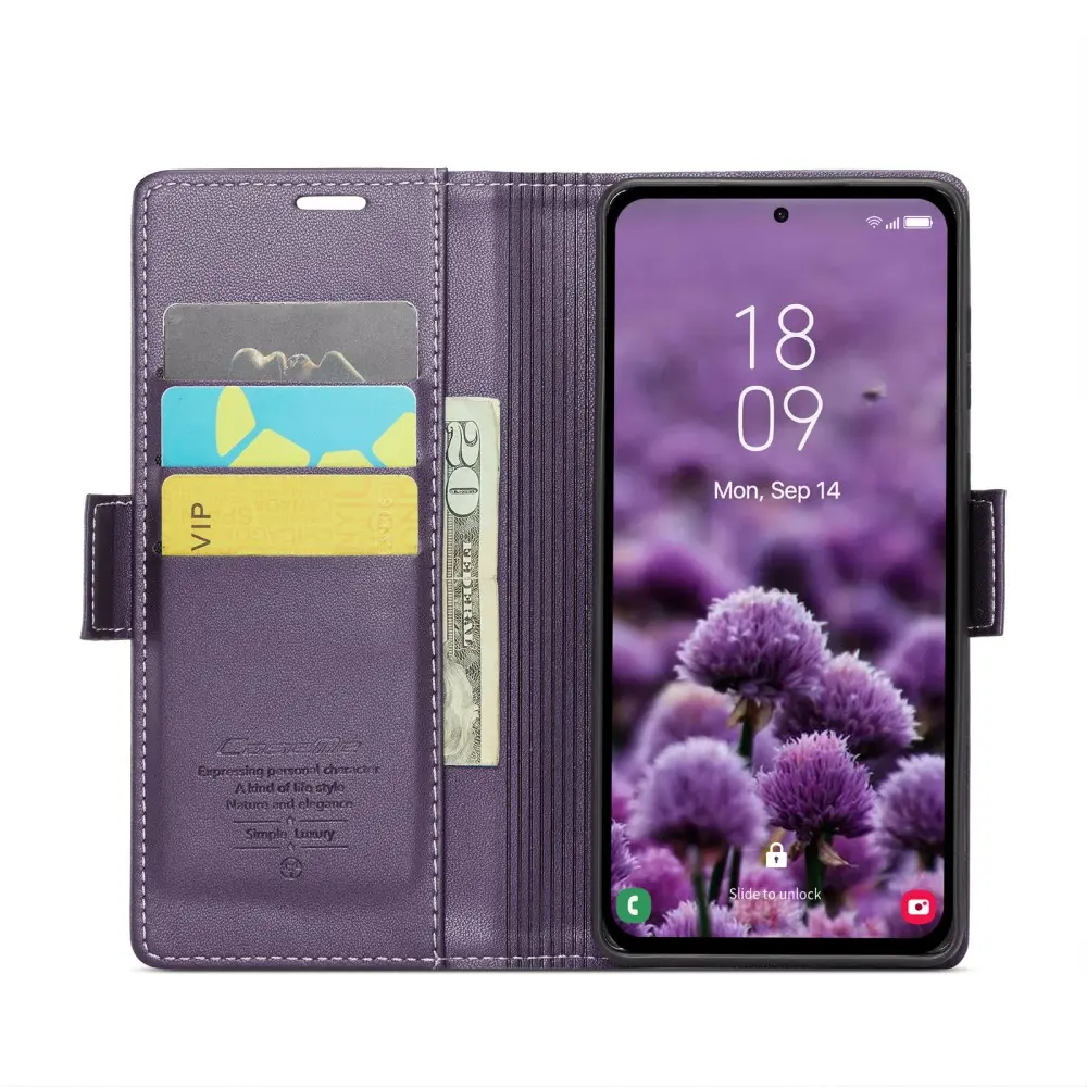 Slim Plånboksfodral RFID-skydd Samsung Galaxy A55 Lila