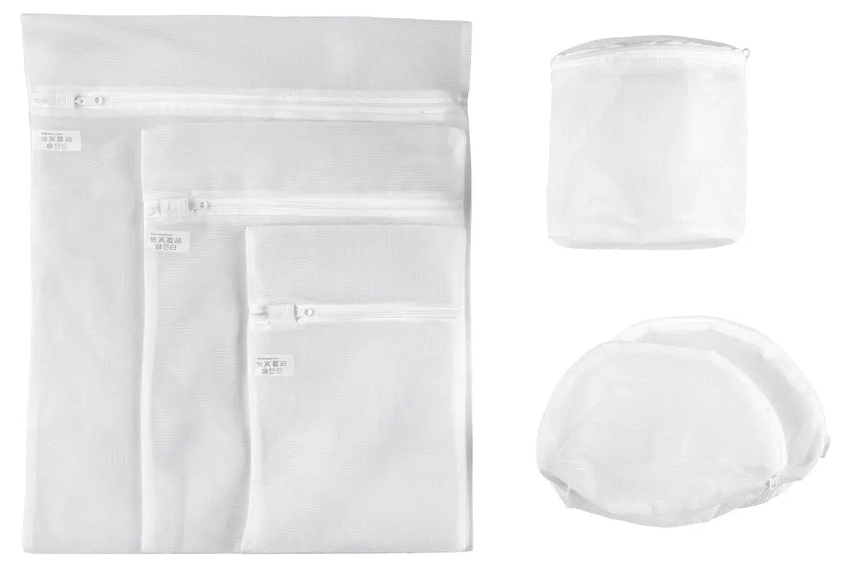 Vaskeposer med lynlås 6-pack, Hvid