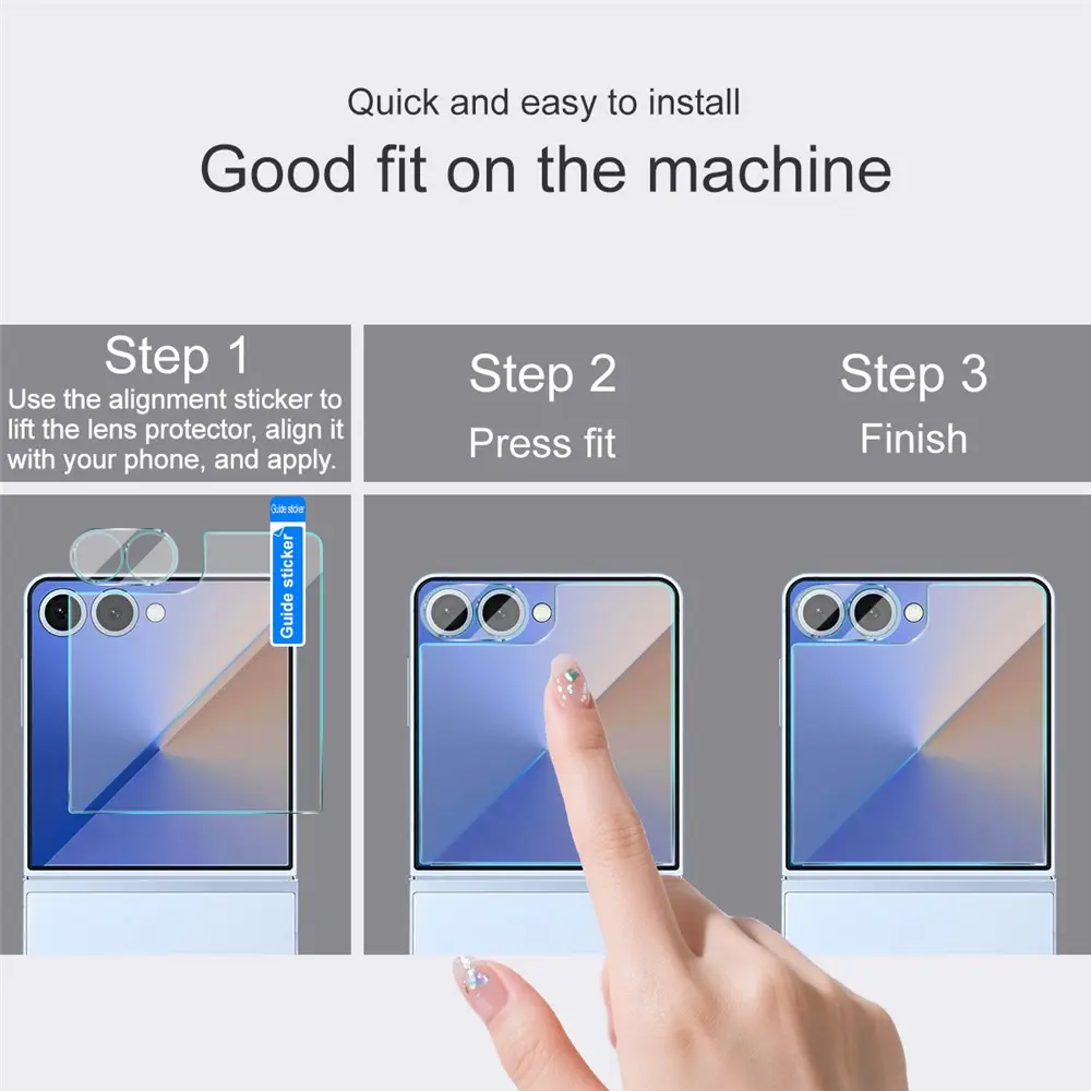 Härdat Glas Linsskydd + Ytterskärmskydd Samsung Galaxy Z Flip 8 Genomskinlig