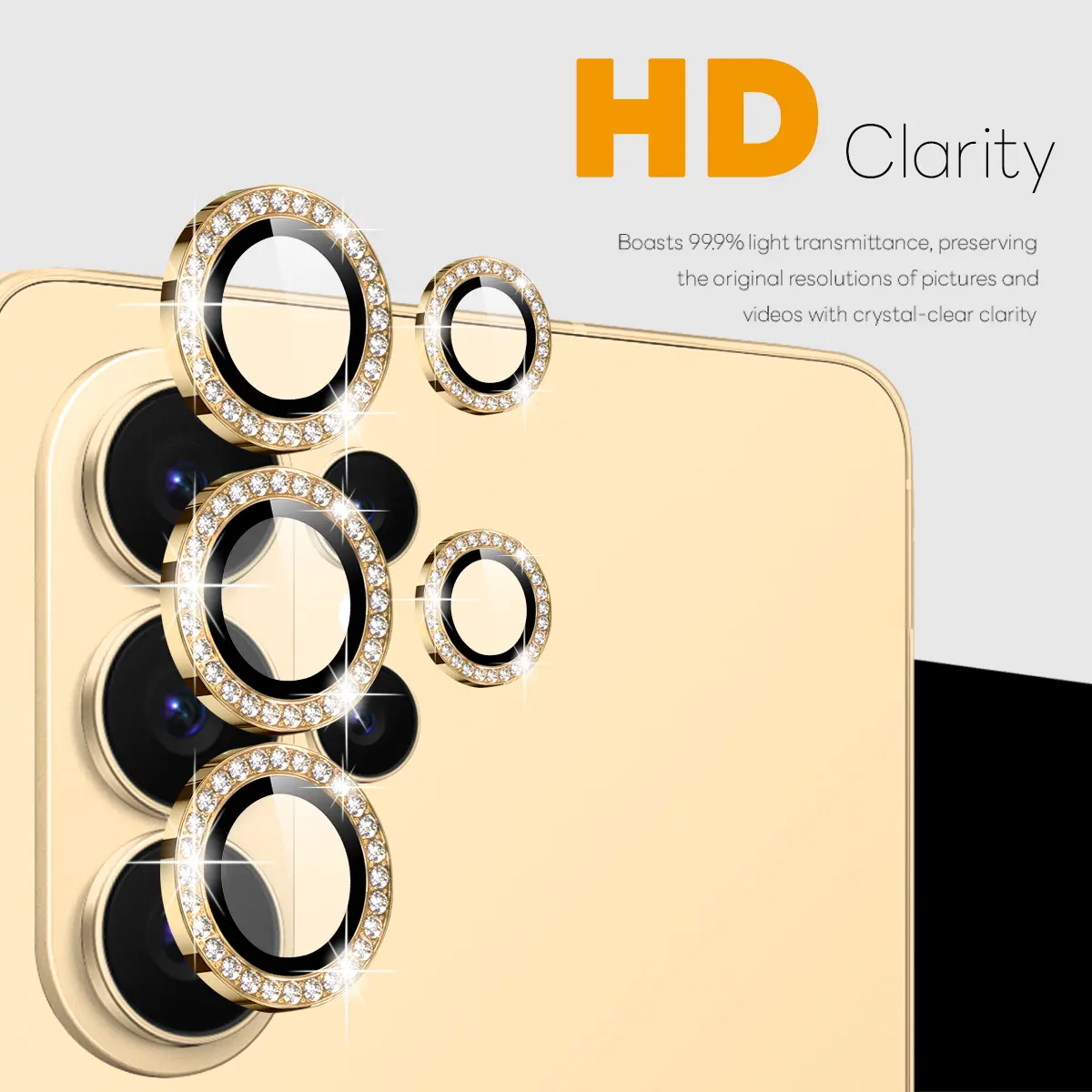 Linsskydd Rhinestone Härdat Glas Samsung Galaxy S26 Ultra Guld