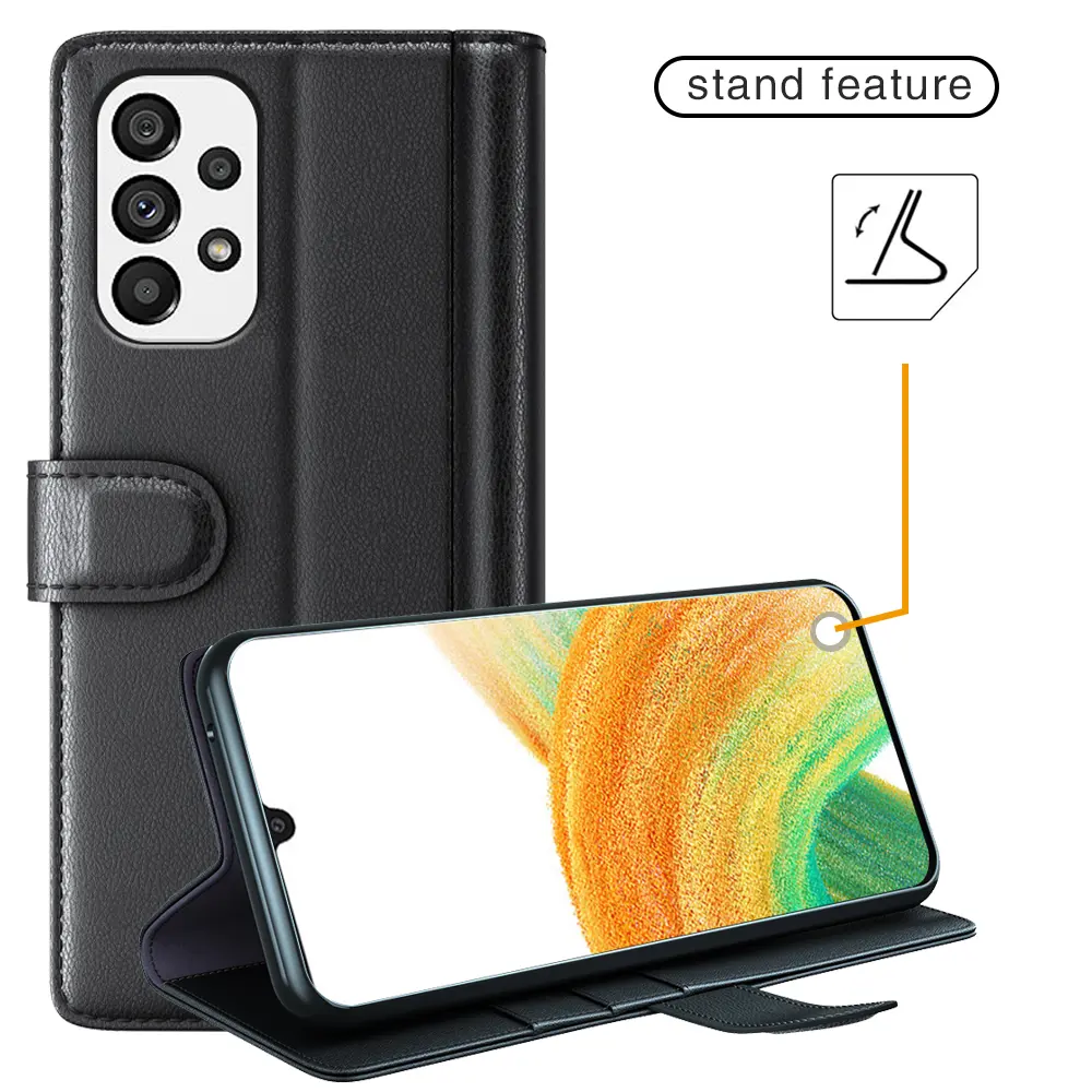 Äkta Läderfodral Samsung Galaxy A33 Svart