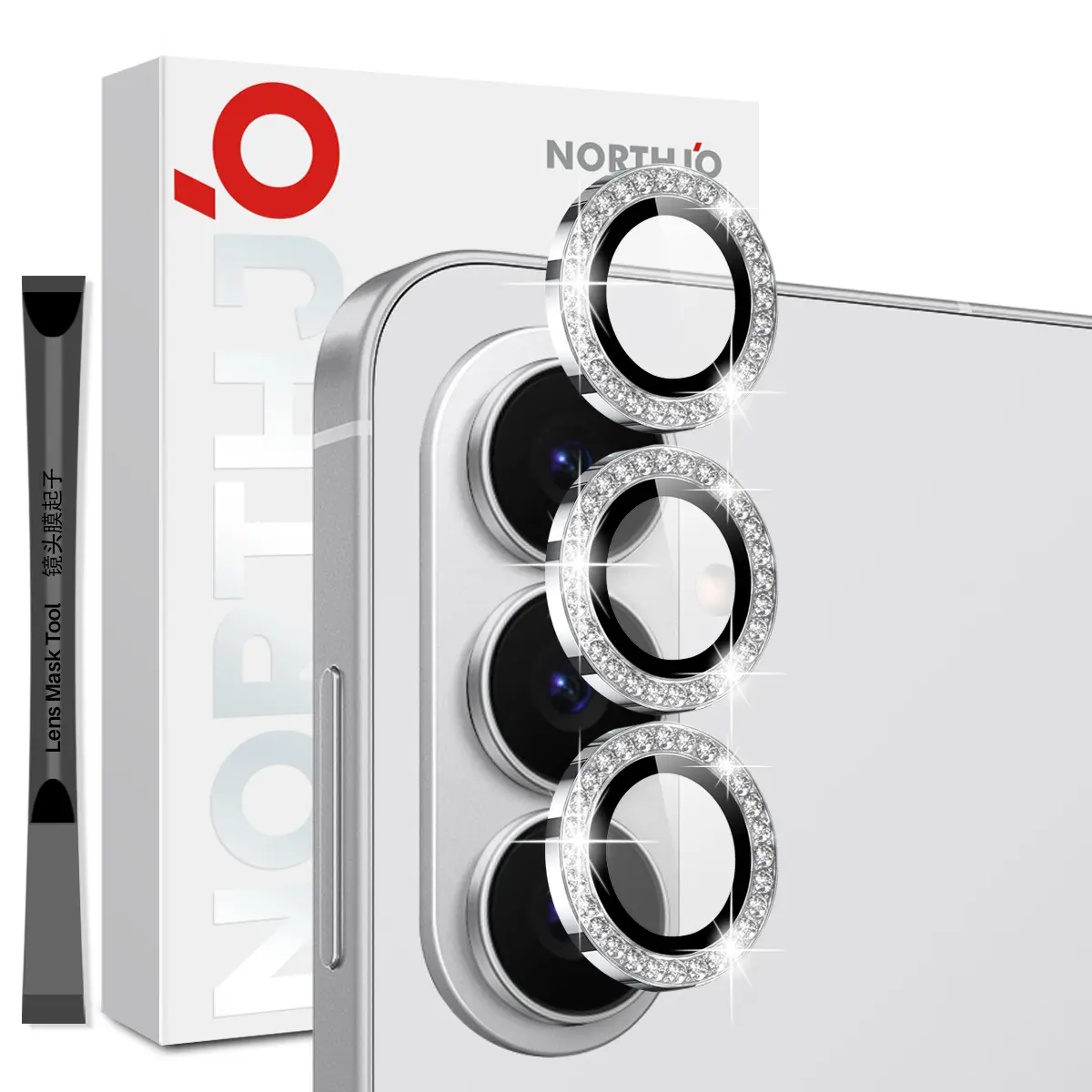 Linsebeskytter Rhinestone Hærdet Glas Samsung Galaxy S26 Sølv