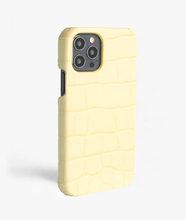 Skal iPhone 12/iPhone 12 Pro Croco Gul
