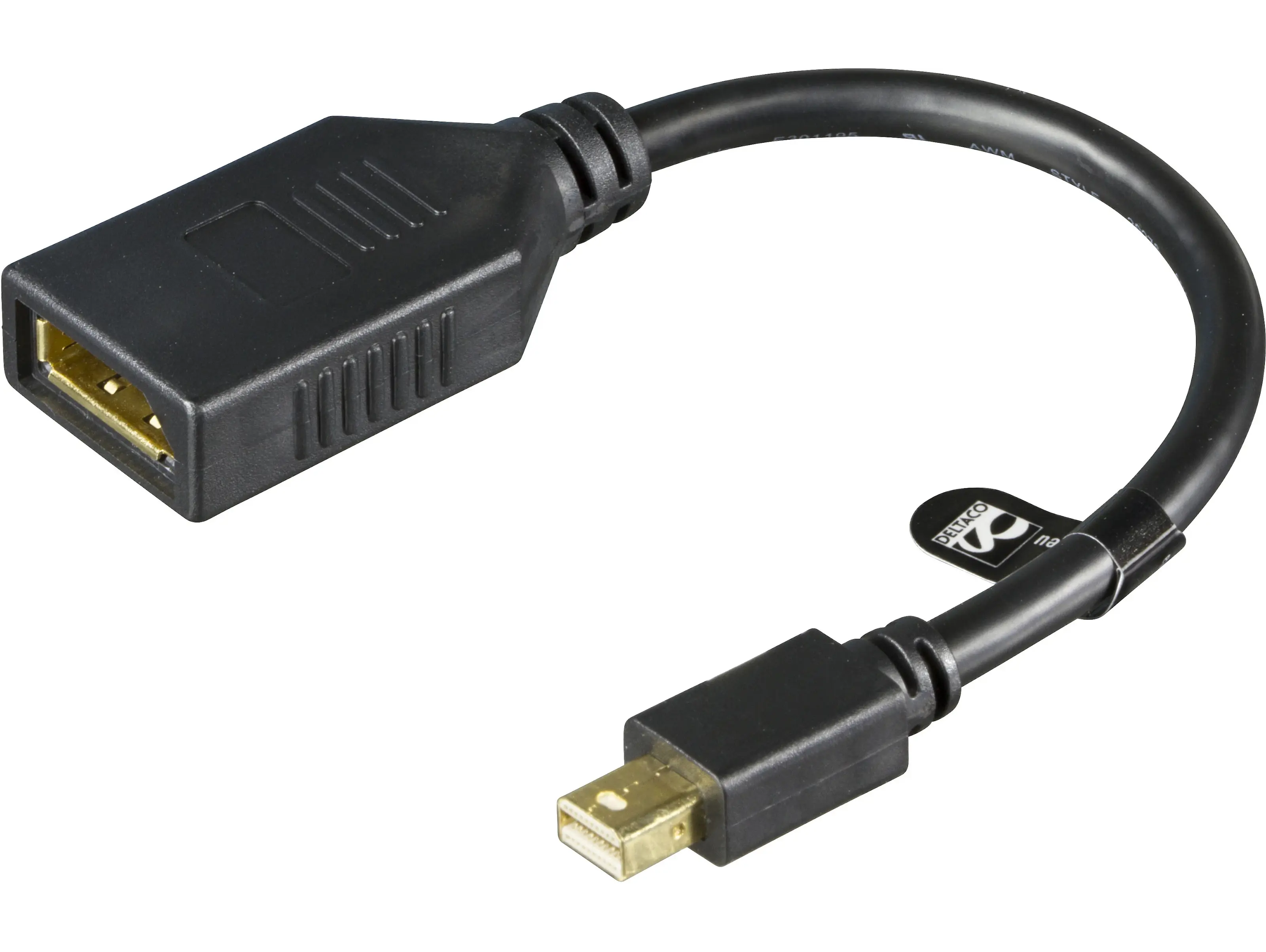 DisplayPort-Mini DisplayPort adapter 0,2 m sort
