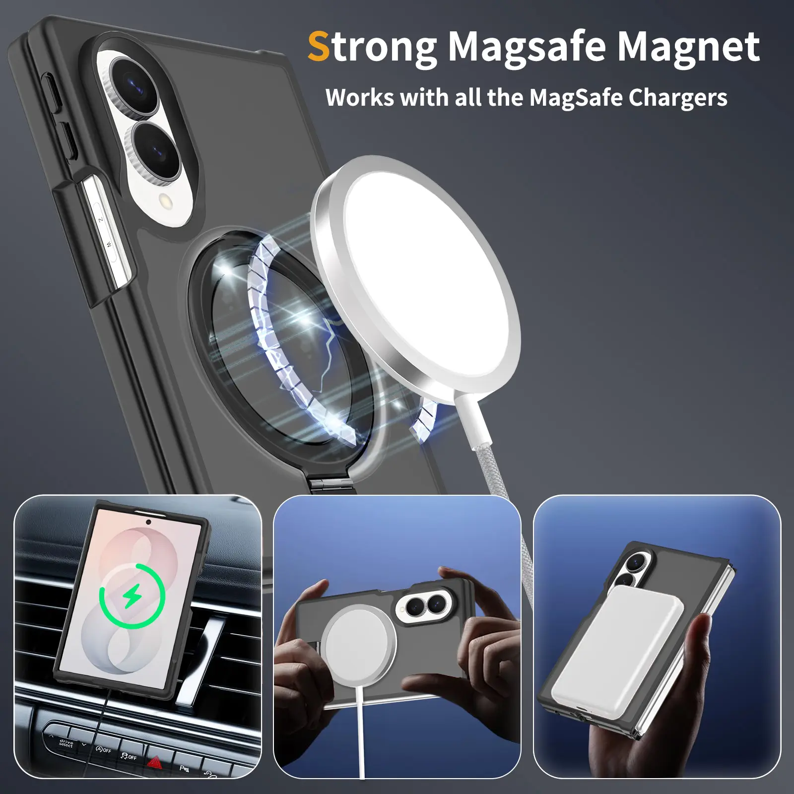 Hybridskal Magnetic Ring Samsung Galaxy Z Fold 8 Svart