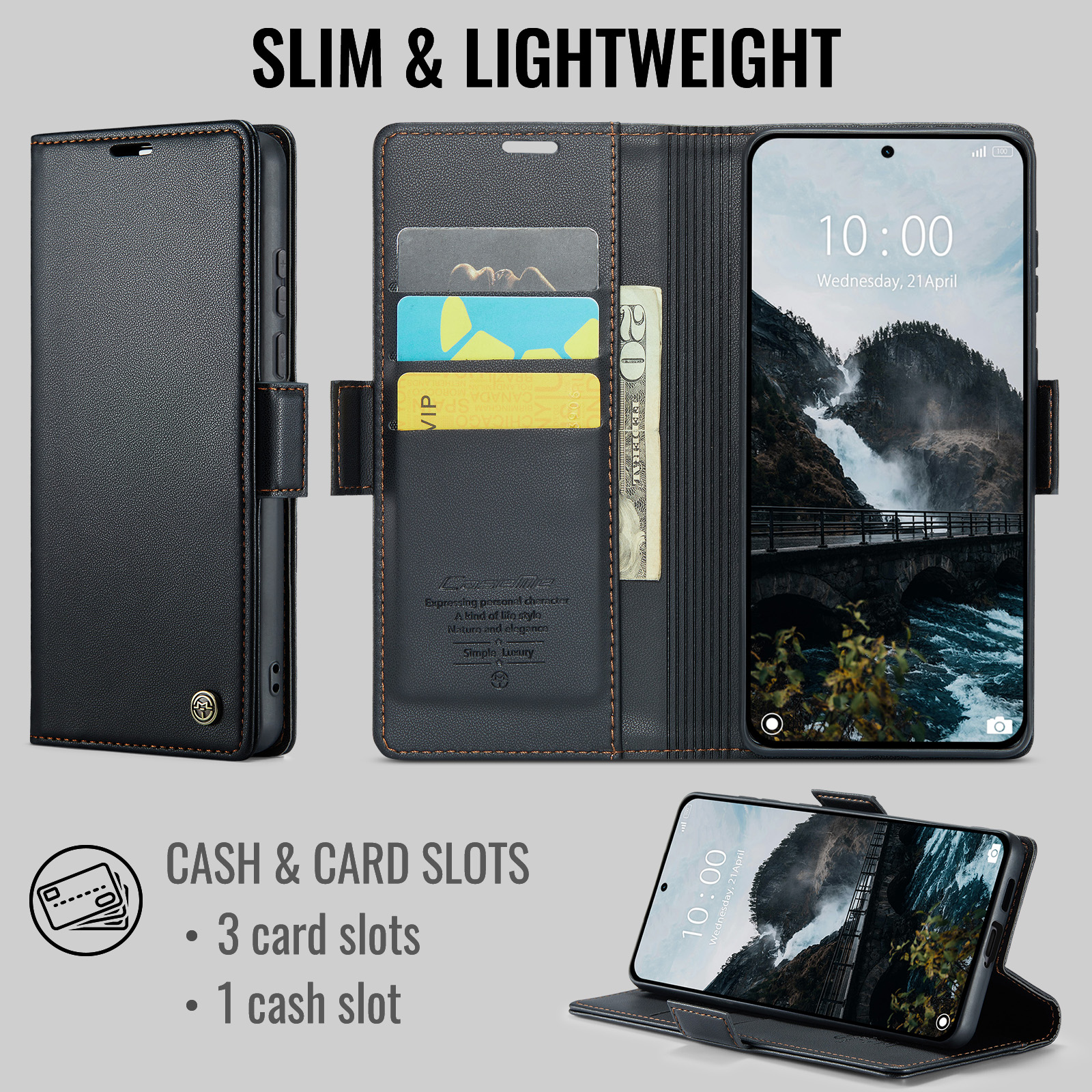 Slim Plånboksfodral RFID-skydd Xiaomi 17 Ultra Svart