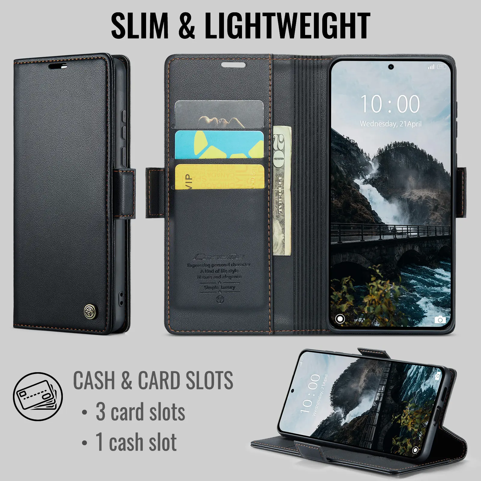 Slim Plånboksfodral RFID-skydd Xiaomi 17 Ultra Svart