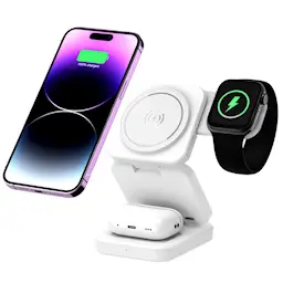 3-i-1 Sammenklappelig Trådløs Oplader MagSafe hvid