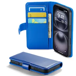 Ægte Læderetui iPhone 16 Blå